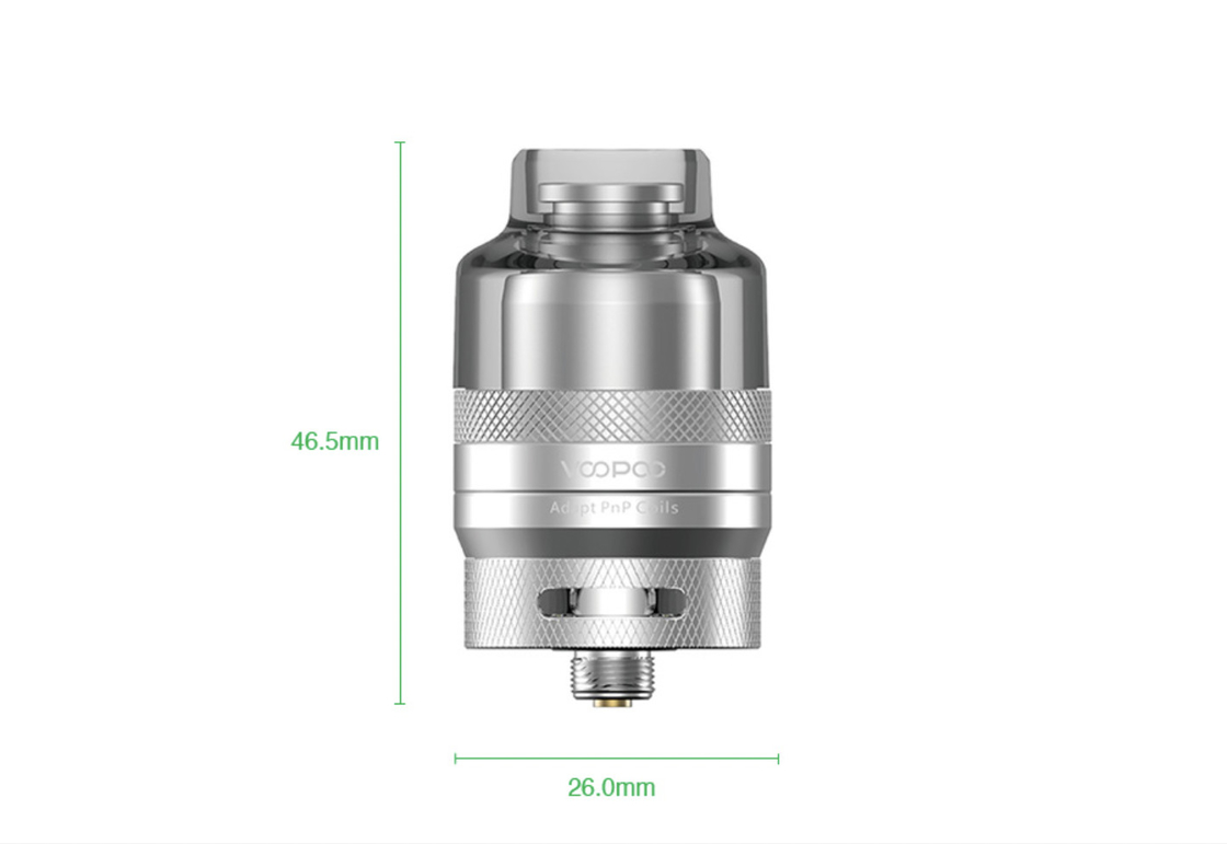 ถัง Voopoo Rta Pod ขนาด 26 x 46.5 มม. 2ml 510 Thread Pnp Tanks Replacement