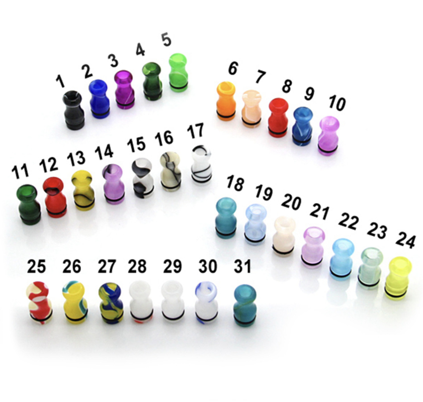 Lelote Colorful Vape Drip Tips / Acrylic 510 เคล็ดลับหยด 1 ชิ้น/กล่อง