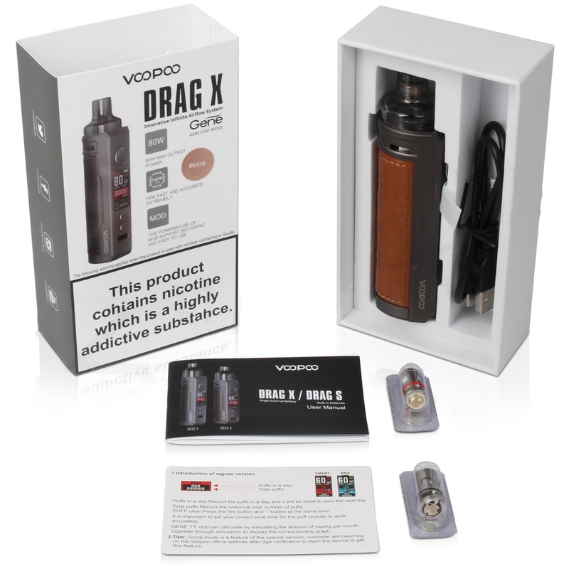 Voopoo Drag X 18650 Mod E ชุดเริ่มต้นบุหรี่ 4.5ml Vinci Coil Single 18650 แบตเตอรี่ 80w