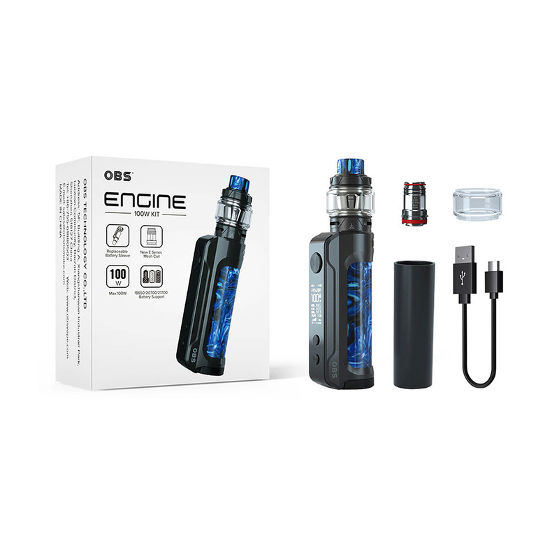 OBS ENGINE 100W Box Mod Kits เดี่ยว 18650 20700 21700 แบตเตอรี่ 810 เคล็ดลับหยดเรซิ่น