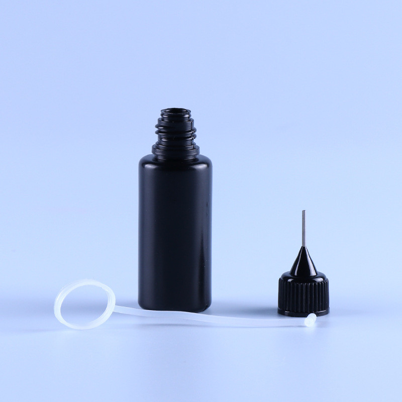 ปลายเข็ม PE สีดำปลายขวดน้ำผลไม้ Ejuice Vape ที่ว่างเปล่าแหวนซิลิโคนทนแสง