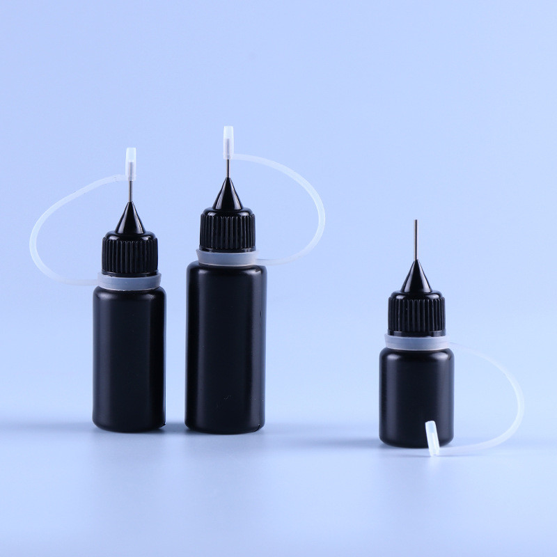 ปลายเข็ม PE สีดำปลายขวดน้ำผลไม้ Ejuice Vape ที่ว่างเปล่าแหวนซิลิโคนทนแสง