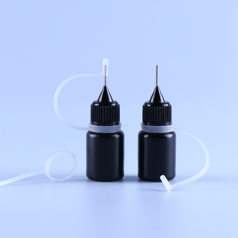 ปลายเข็ม PE สีดำปลายขวดน้ำผลไม้ Ejuice Vape ที่ว่างเปล่าแหวนซิลิโคนทนแสง