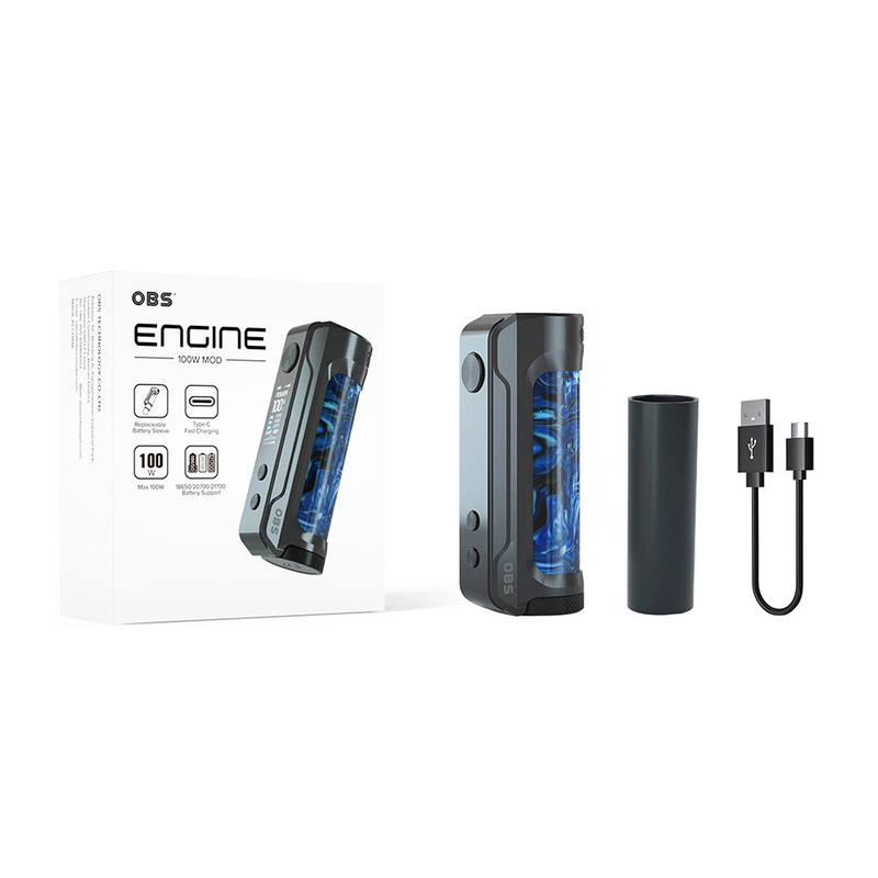 Obs Engine 100w Box Vape Mods กล่องแบตเตอรี่เดี่ยว Mod Type - C การชาร์จ