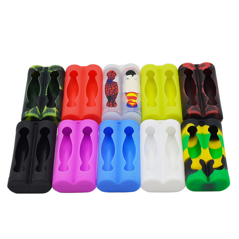 ฝาครอบแบตเตอรี่สองฝาครอบป้องกัน E Liquid Vape Pod Case ซิลิโคนสีสันสดใส 18650 Battery
