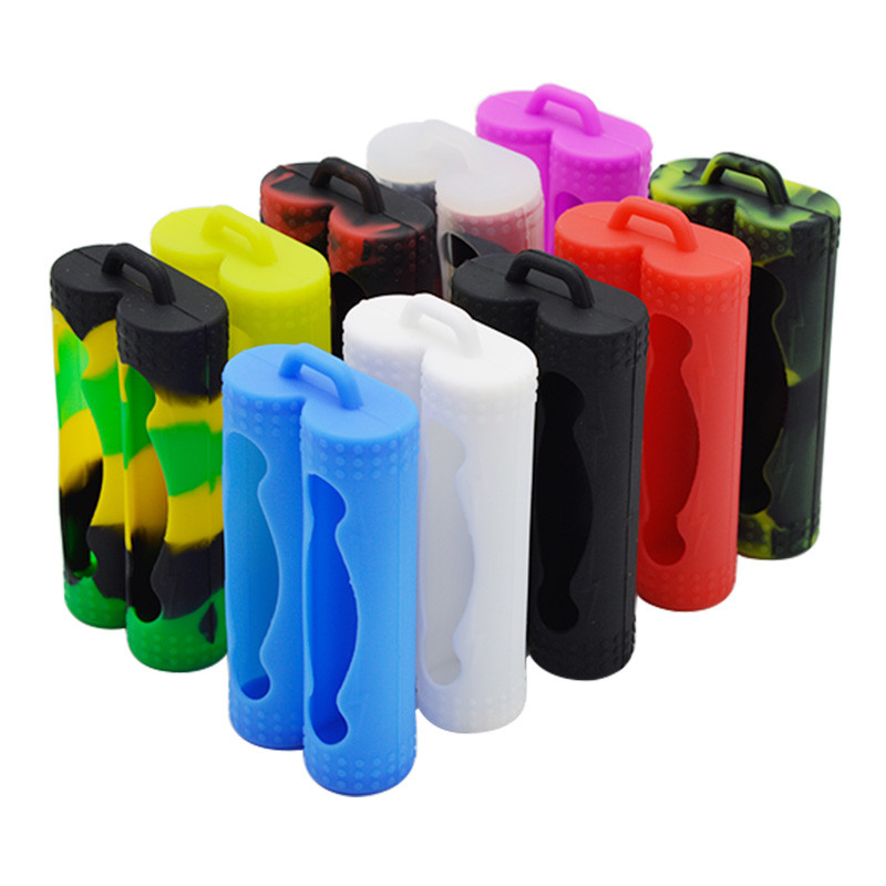 ฝาครอบแบตเตอรี่สองฝาครอบป้องกัน E Liquid Vape Pod Case ซิลิโคนสีสันสดใส 18650 Battery