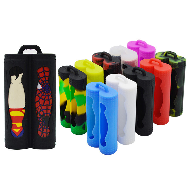 ฝาครอบแบตเตอรี่สองฝาครอบป้องกัน E Liquid Vape Pod Case ซิลิโคนสีสันสดใส 18650 Battery